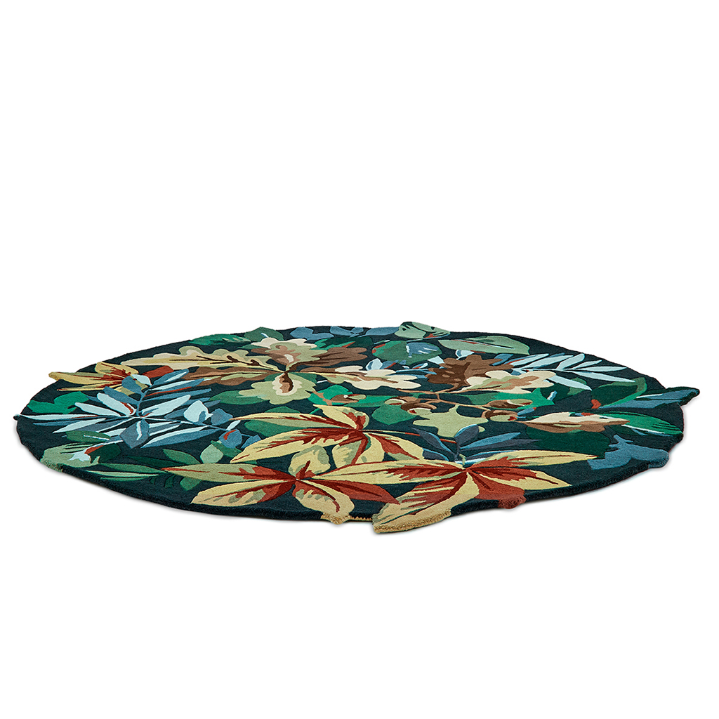 Forest Green / Blue Round Rug | Size: Ø 200 cm
