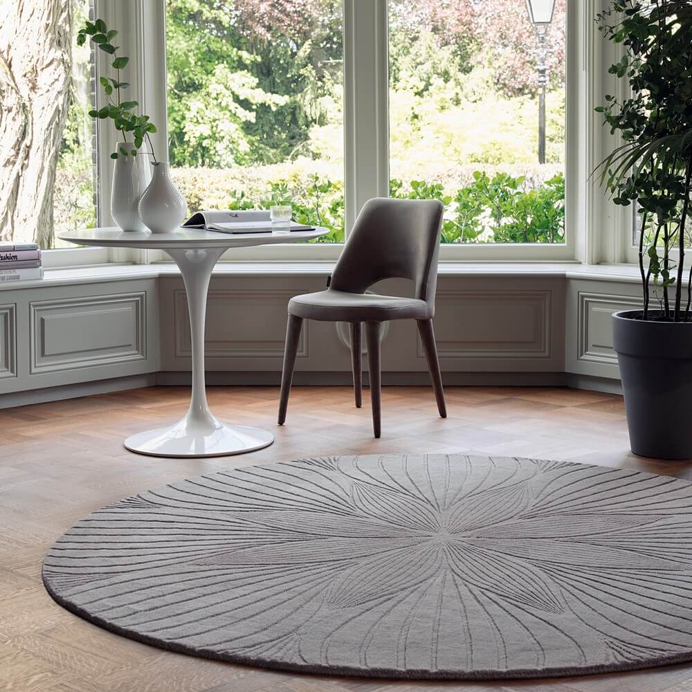 Grey Wool Round Hand Made Rug
