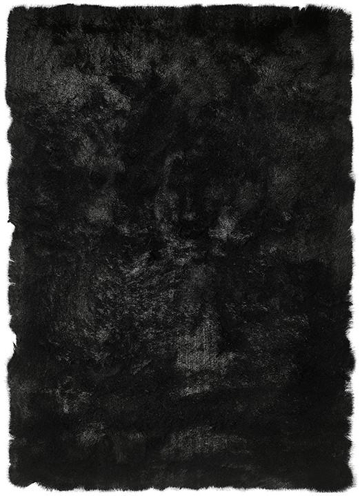 Plain Shaggy Black Rug ☞ Size: 140 x 200 cm