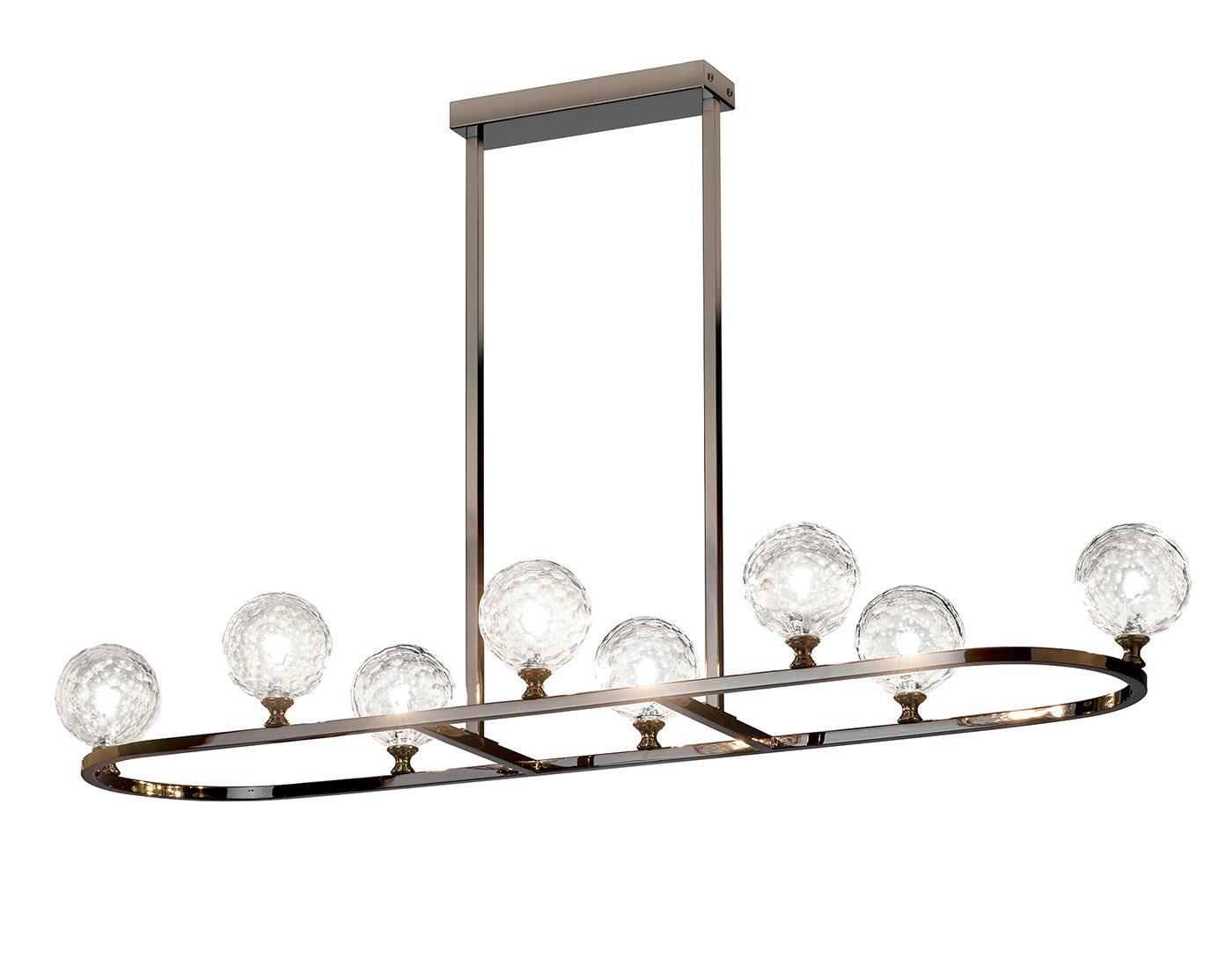 Black Nickel Honey Pyrex Sphere Chandelier