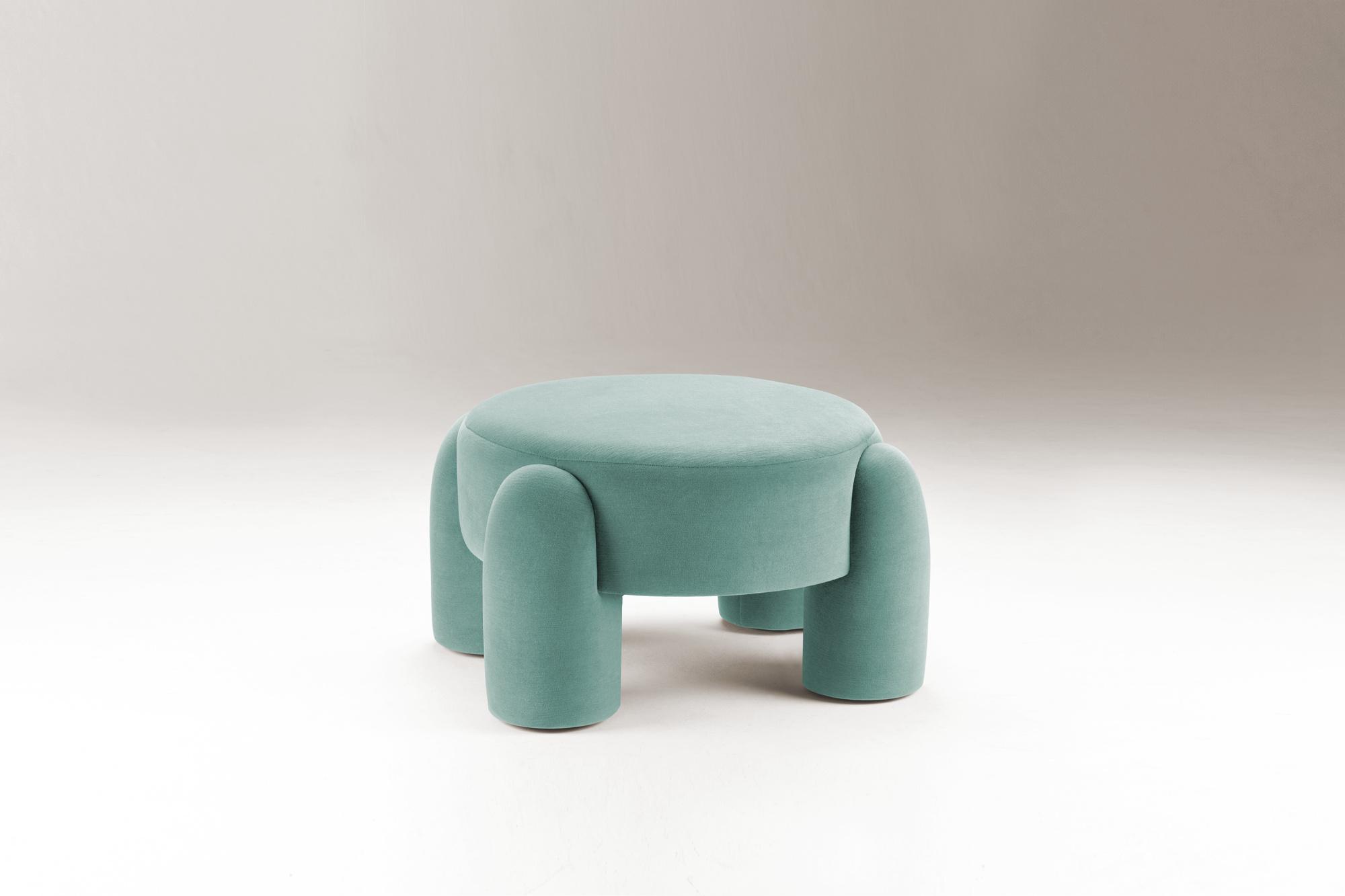 Marlon Light Blue Round Pouf