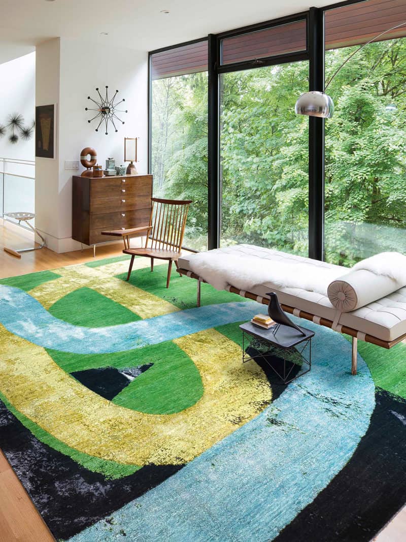 Original Green / Yellow Hand-Woven Exquisite Rug