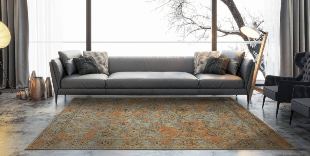 Blue Orange Bright Persian Vintage Rug | Size: 230 x 330 cm
