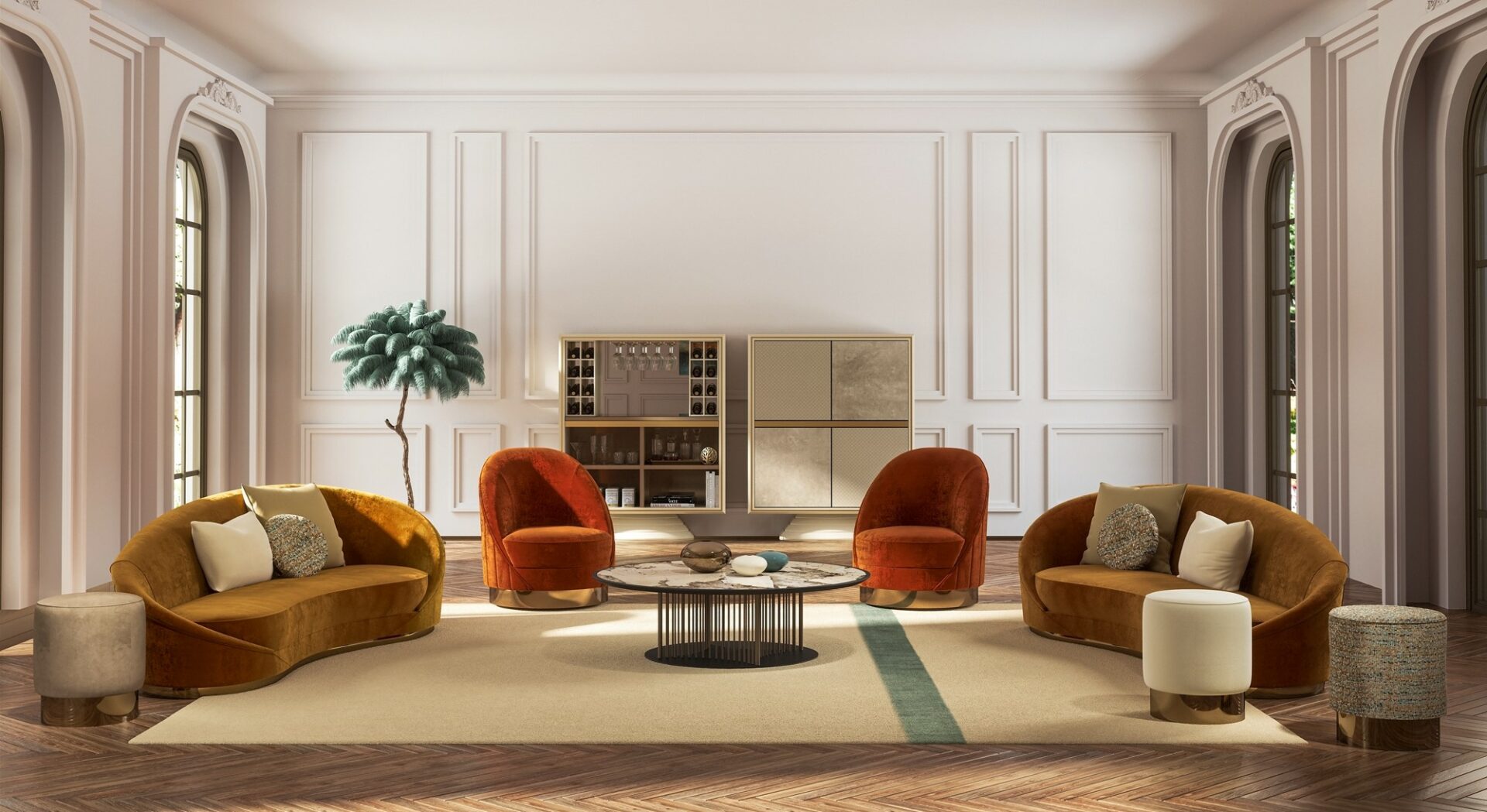 Wavy Sculptural Curved Sofa