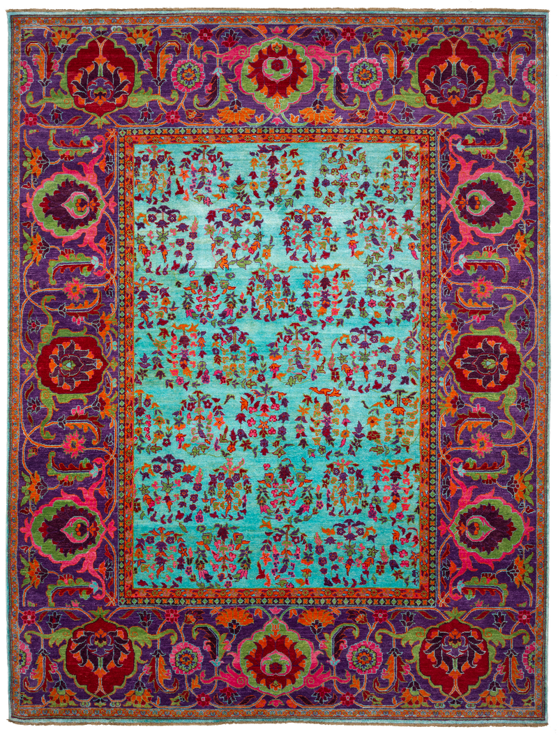 Hand-Knotted Wool / Silk Designer Rug