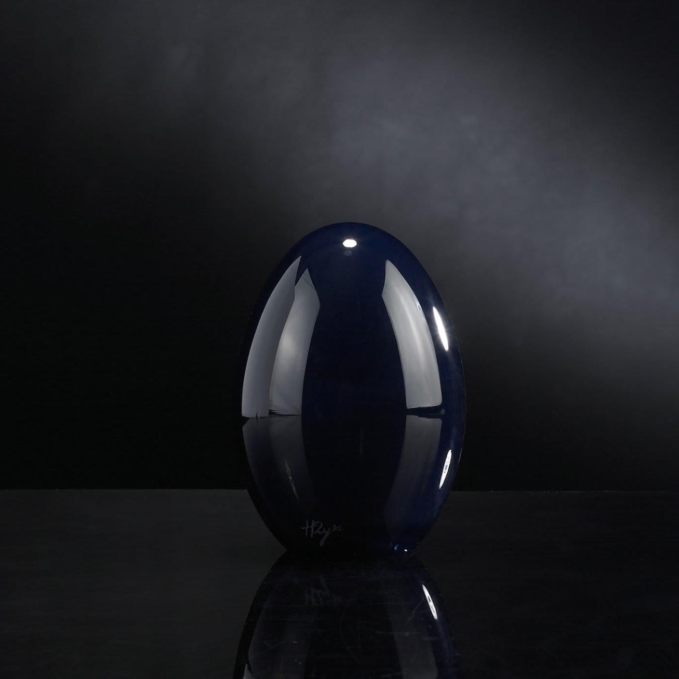 Black Handblown Glass Small Egg