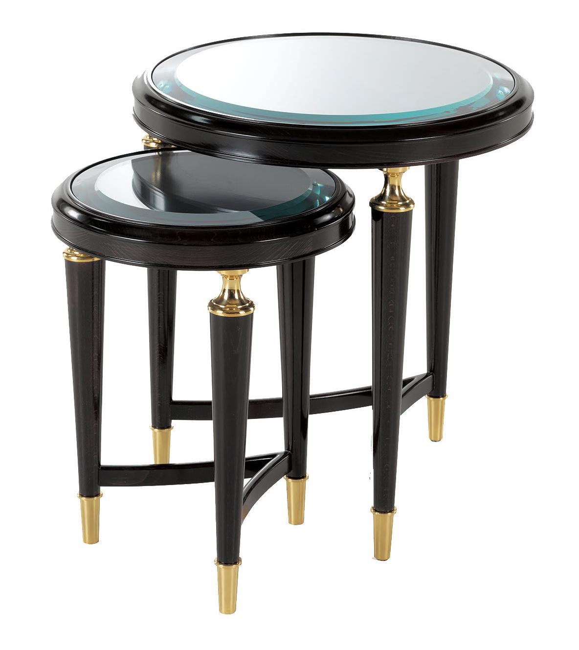 Set of 2 Black and Gold Artisan Coffee Tables