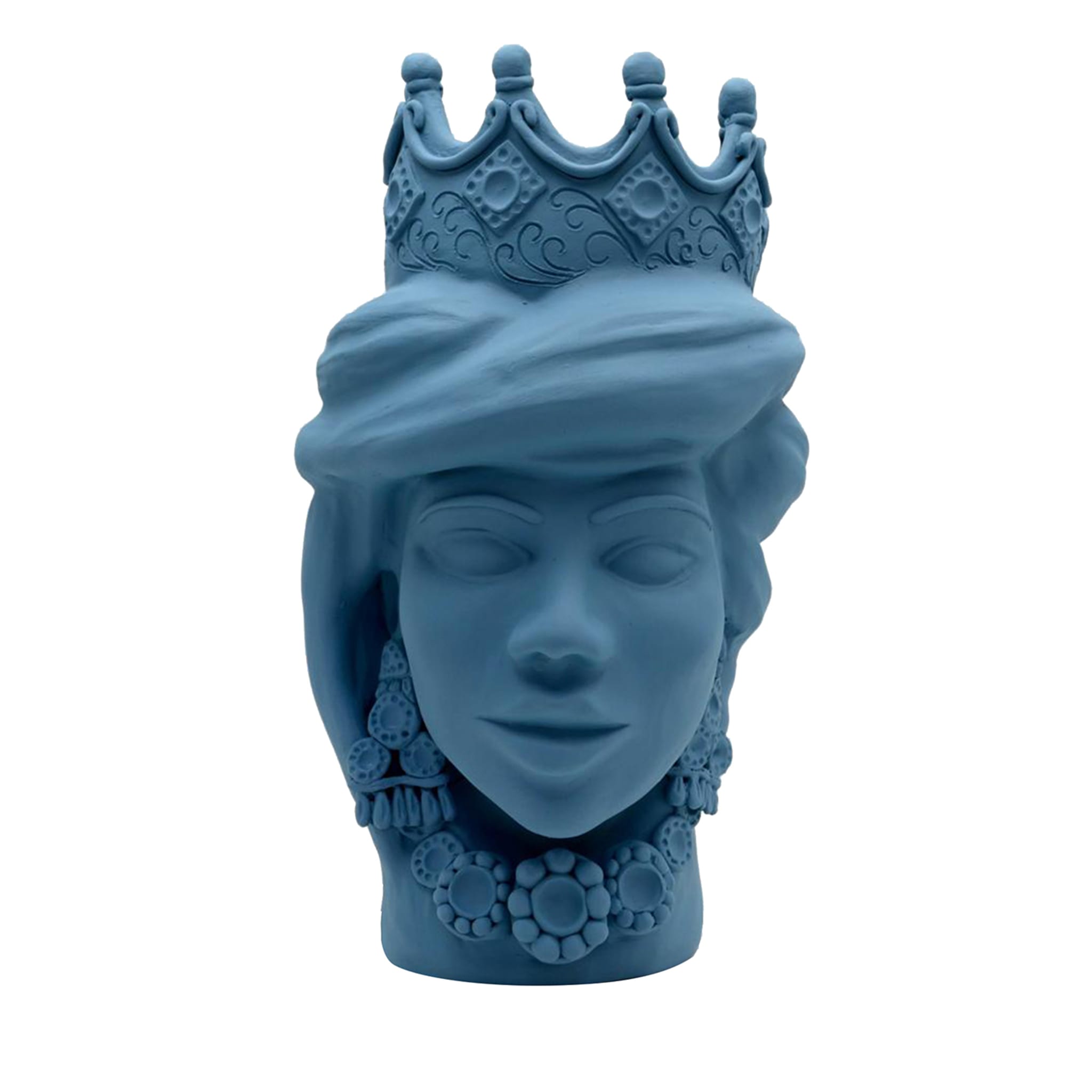Moor's Head Sculpture in Blue Matte