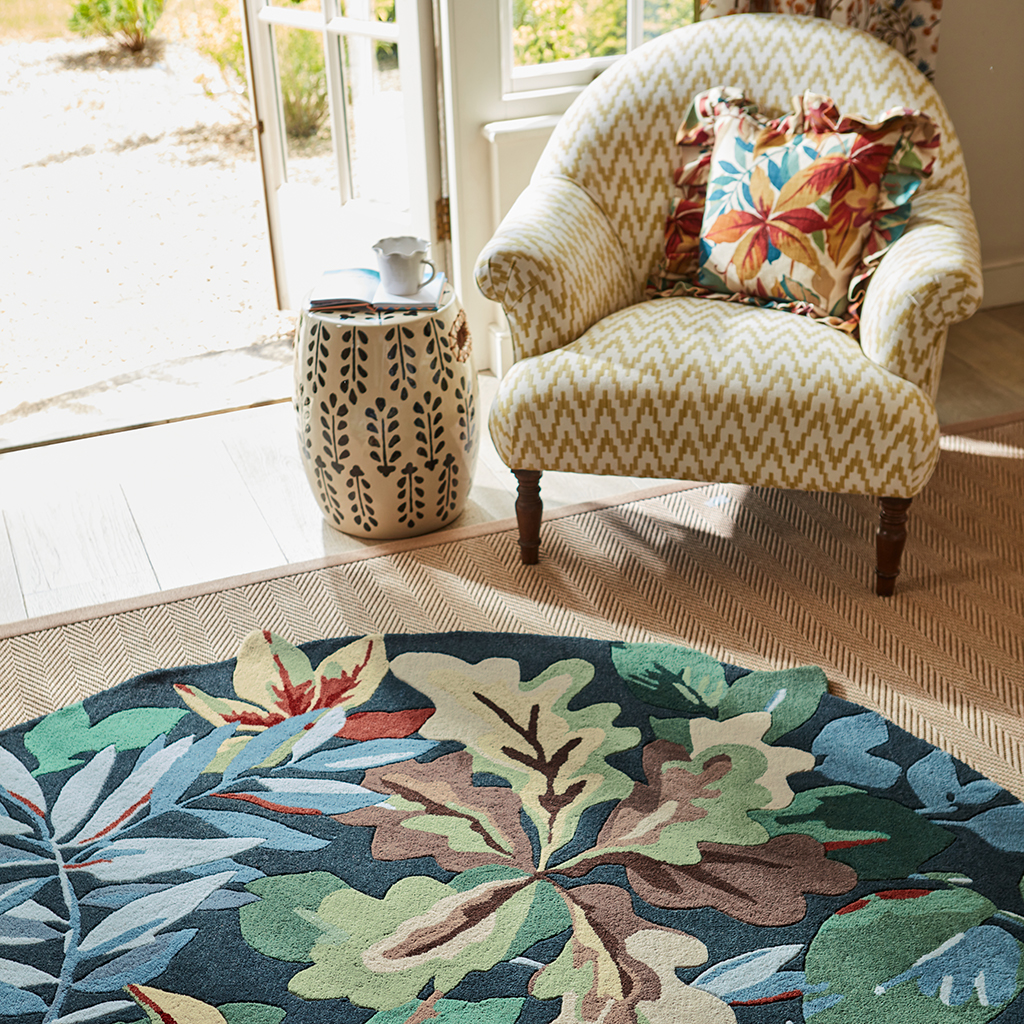 Forest Green / Blue Round Rug | Size: Ø 200 cm