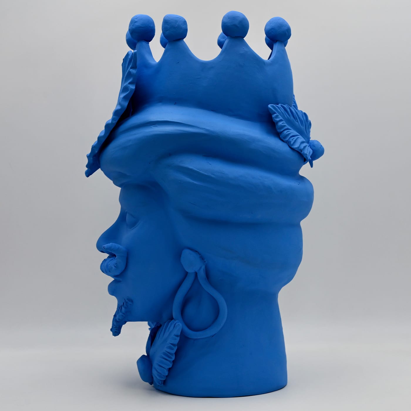 Handcrafted Moor's Head Blue Sculpture Italian Design