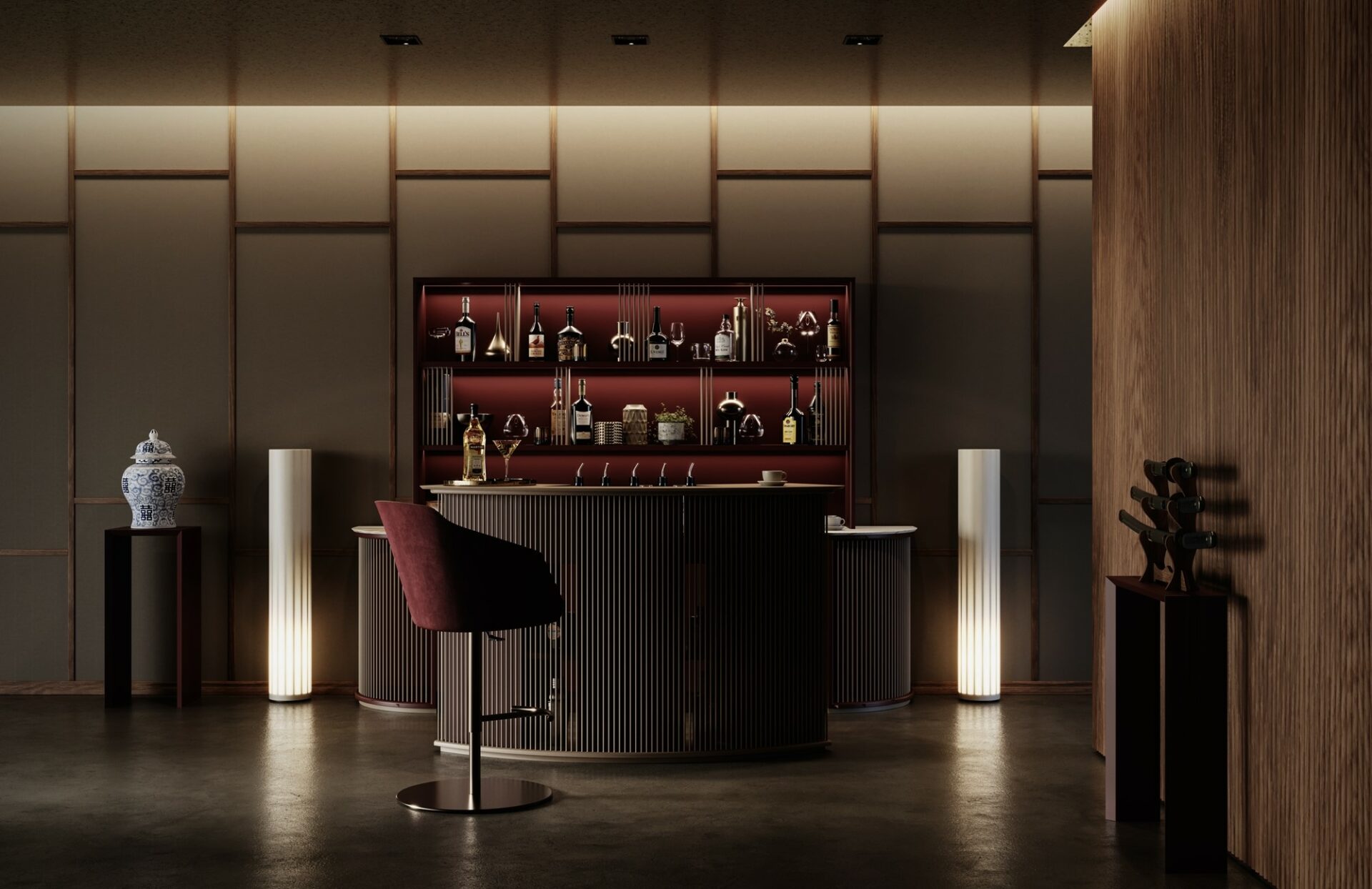 Dry Collector Home Bar with Counter
