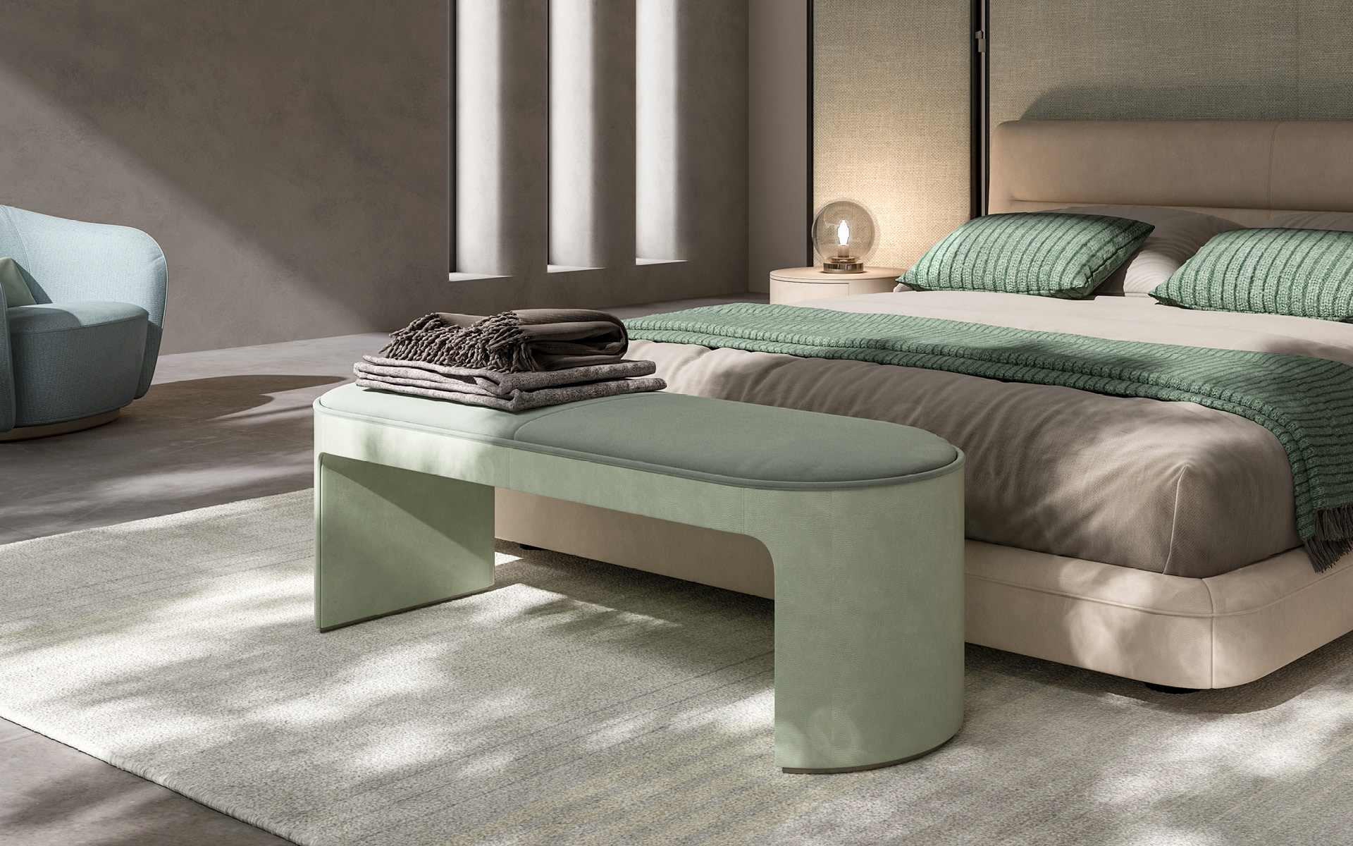 Velvet & Leather Bench