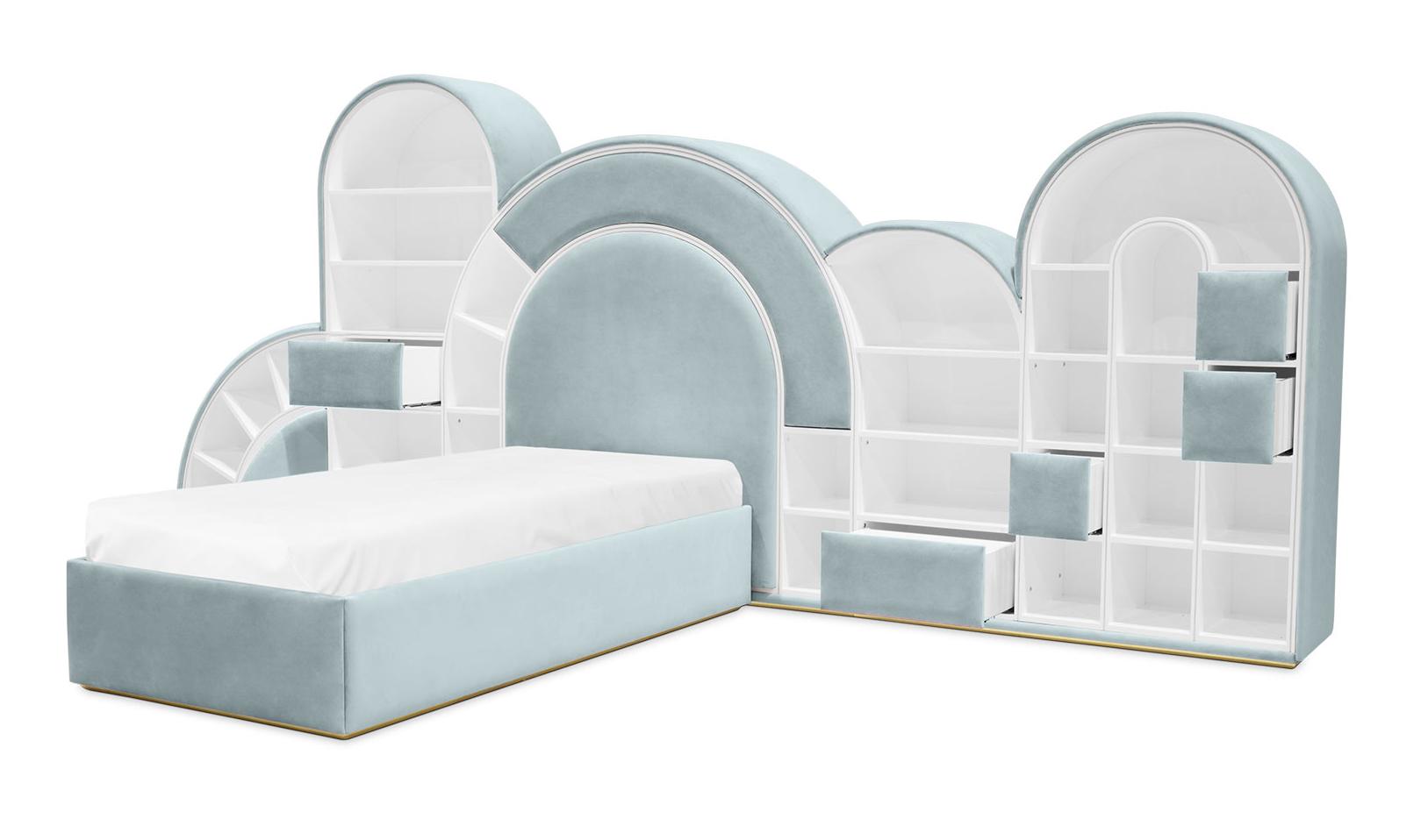 Bubblegum Marshmallow Blue Fun Bed | Configuration: Small | Mattress Size: 90 x 190 cm