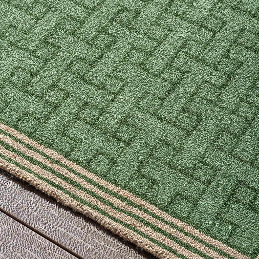 Monogram Green Rug For Outdoor Use