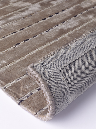 Striped Wool / Viscose Beige Rug