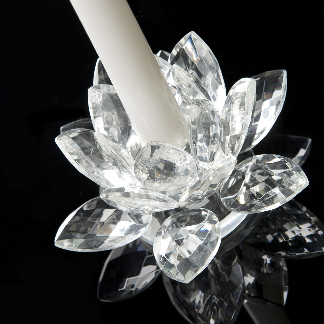 Lotus Handcut Crystal Candle Holder
