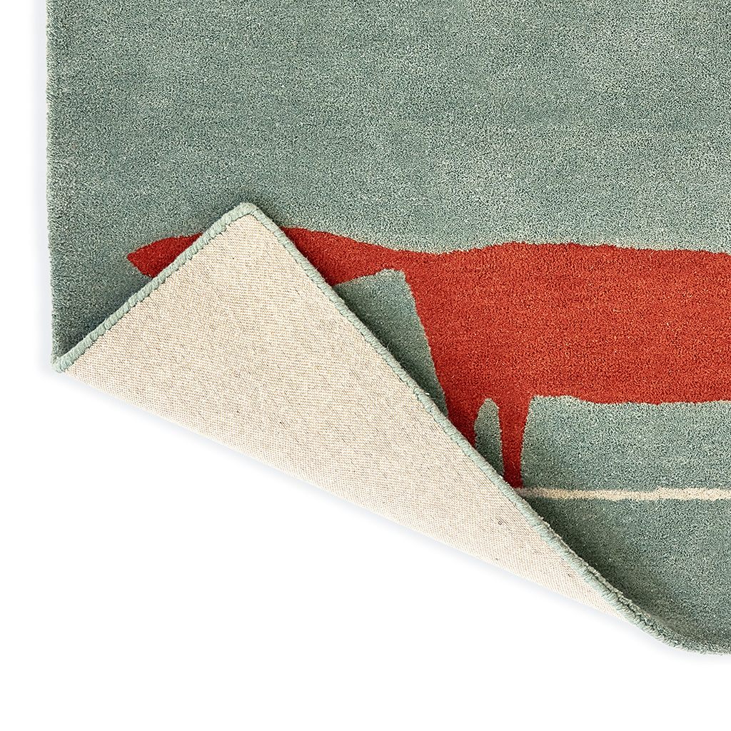 Fox Mint / Poppy Handwoven Rug | Size: 140 x 200 cm