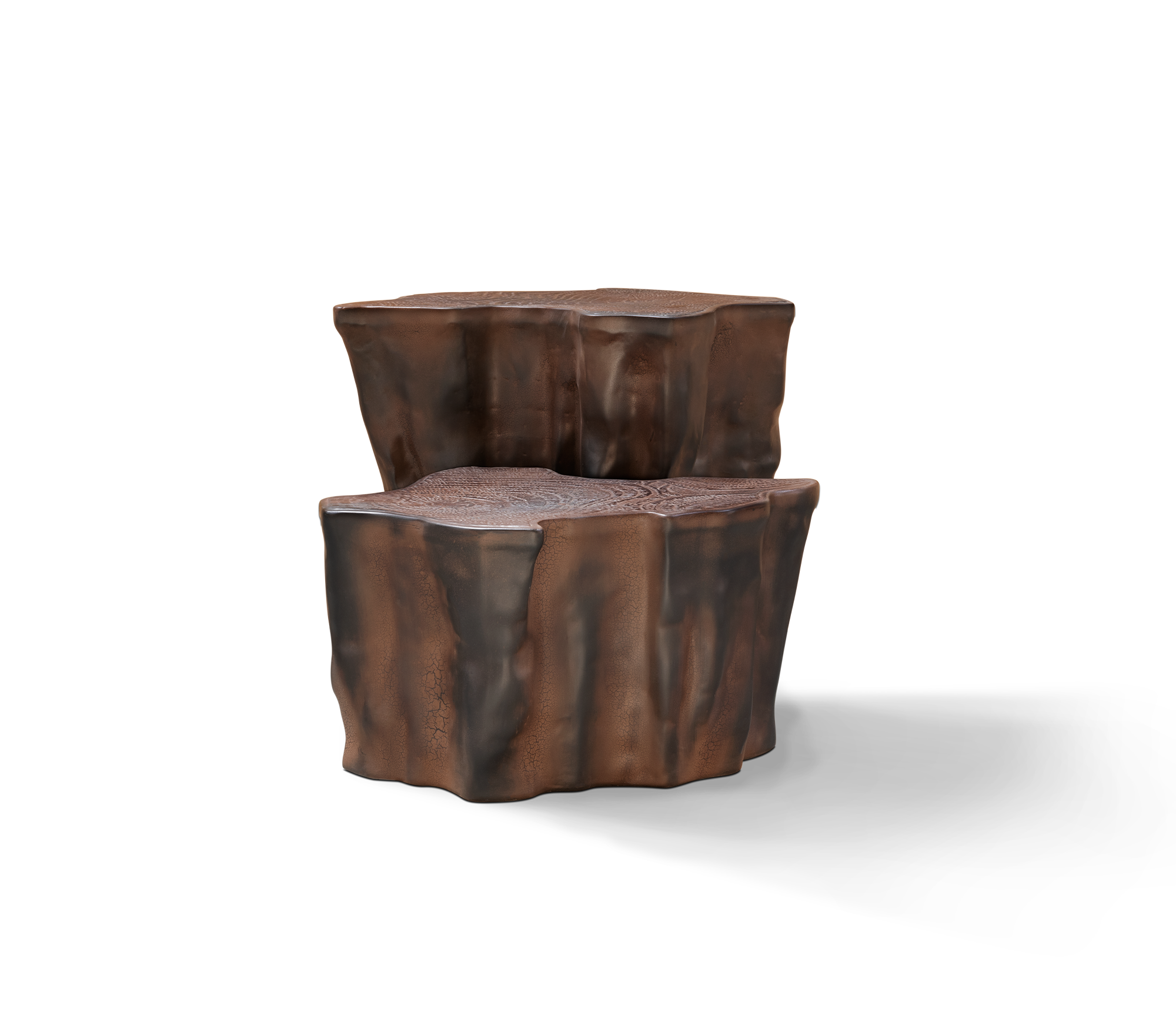 Horizon Dark Brown Ceramic Designer Side Table | Configuration: Small