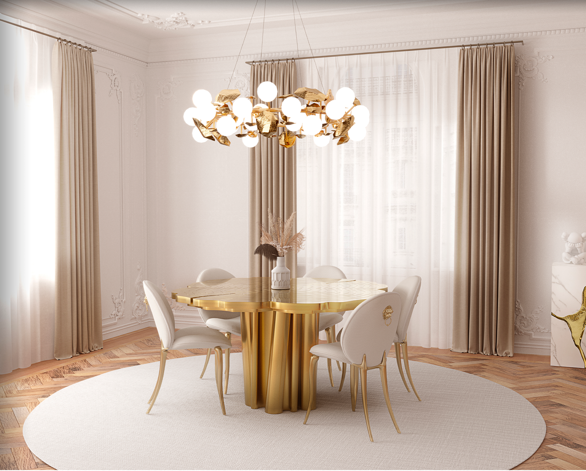 Round Gold Luxe Dining Table
