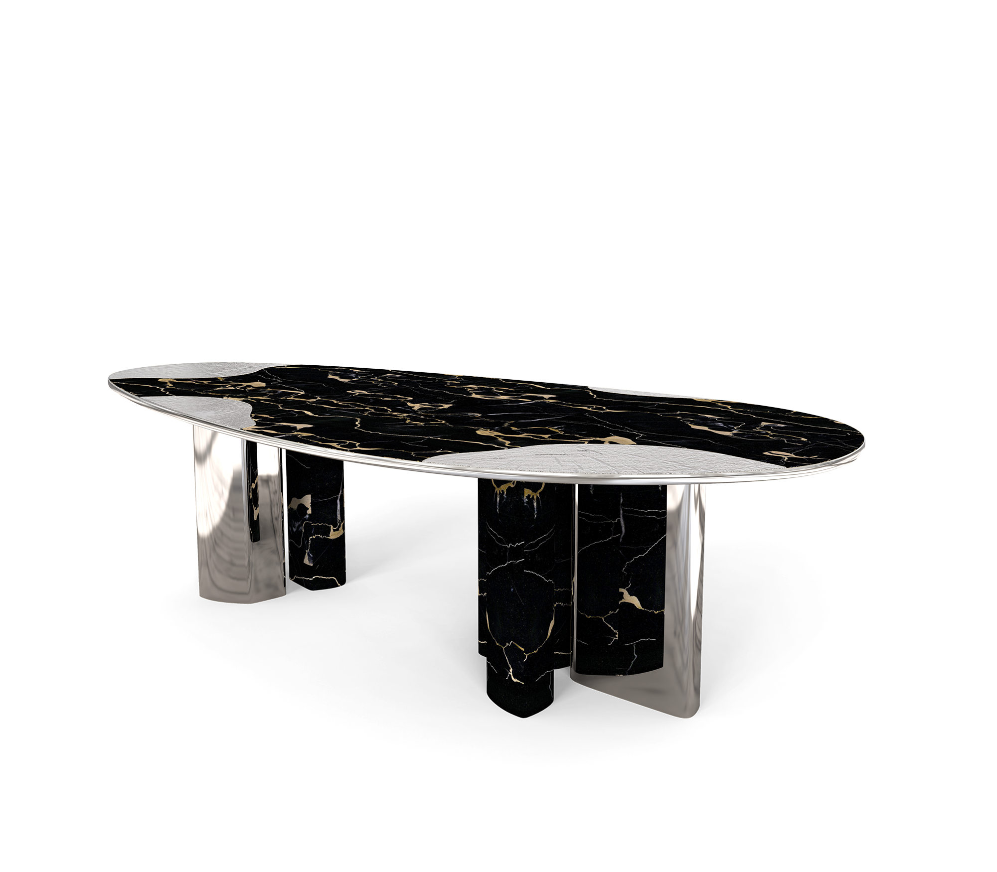 Marble & Silver Luxe Dining Table