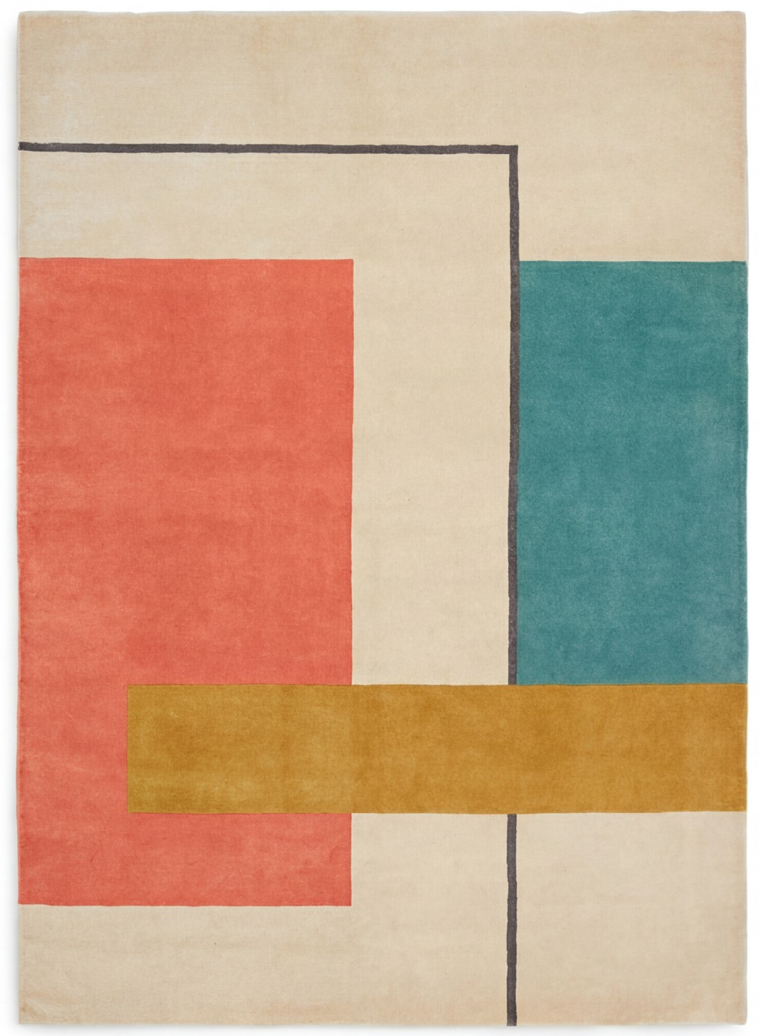 Framed Blocks Coral Handwoven Rug