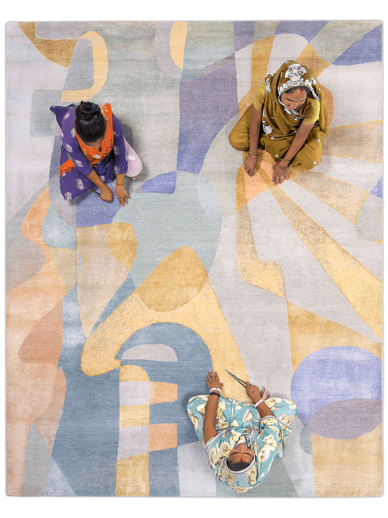 Pastel Mint Hand-Knotted Wool / Silk Rug | Size: 305 x 427 cm