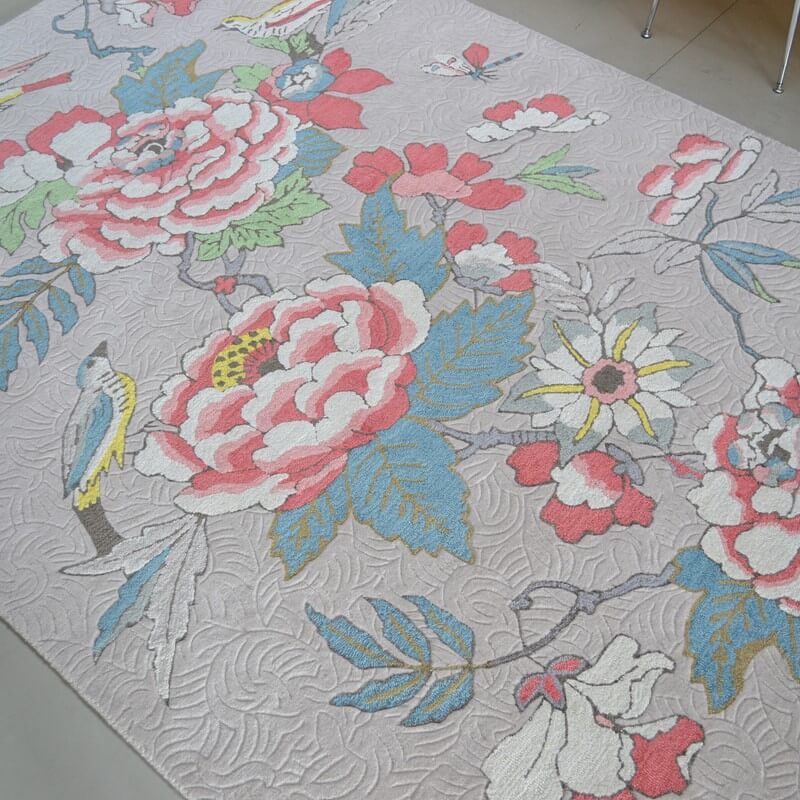 Floral Wool / Viscose Hand-Woven Rug ☞ Size: 170 x 240 cm