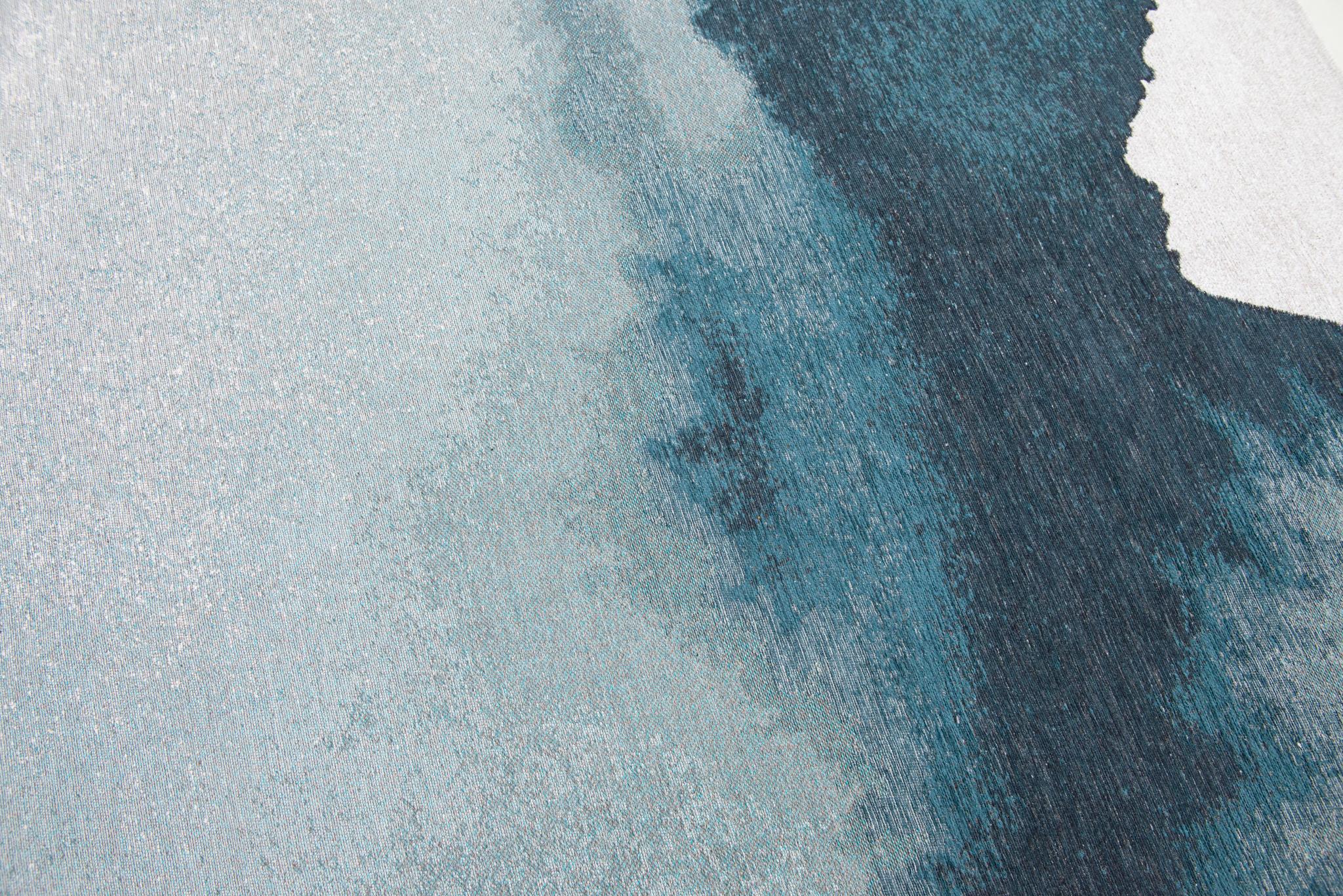 Ink Blue Modern Abstract Round Rug | Size: Ø 240 cm