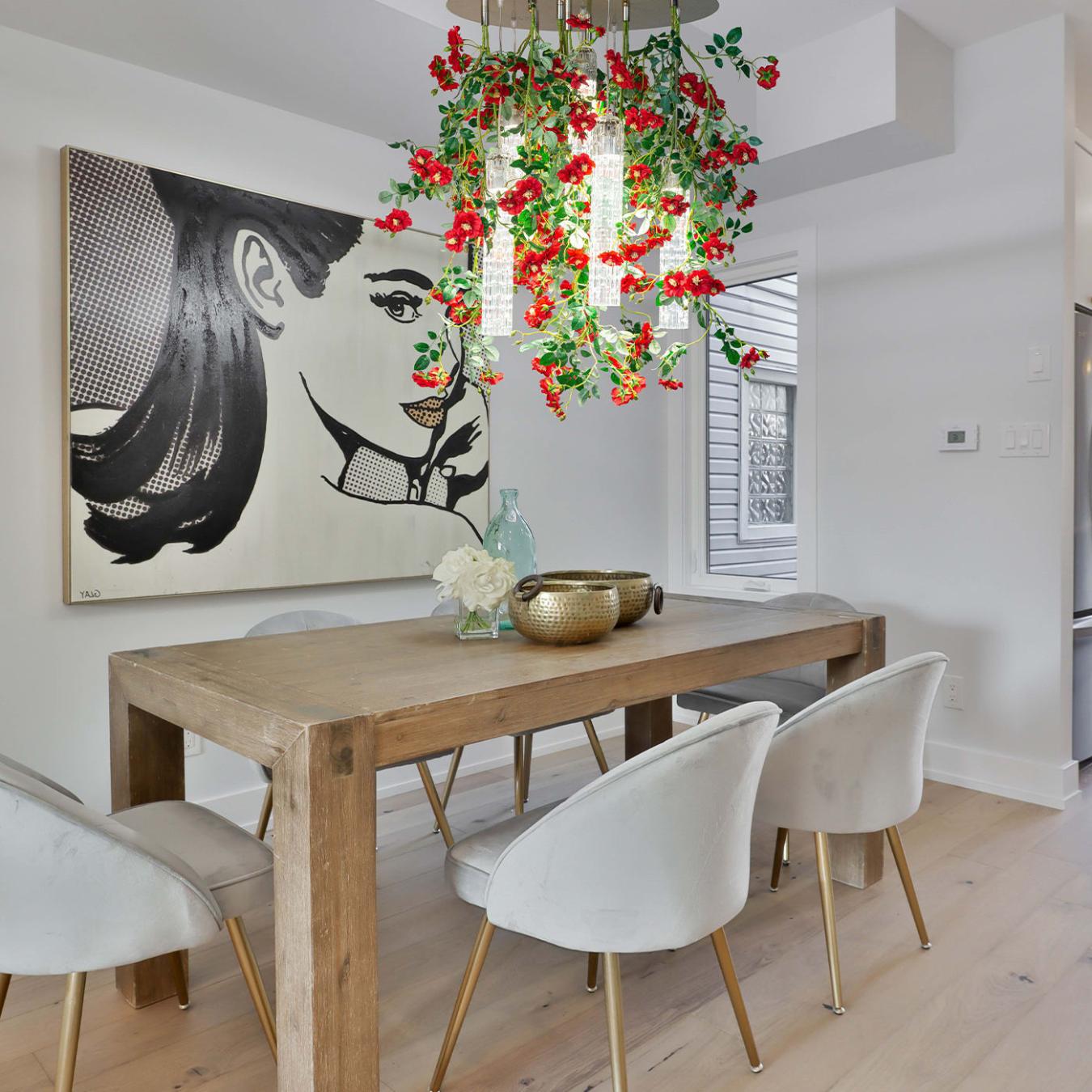 Wild Red Roses Large Chandelier