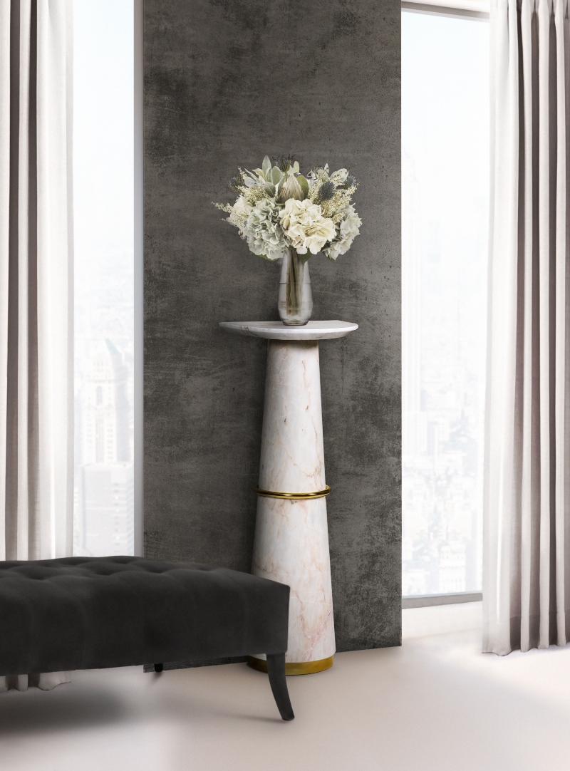 Marble Sculpted Pedestal Table