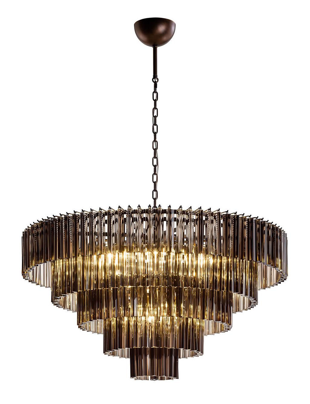 Round Smoky Chocolate Triedro Chandelier