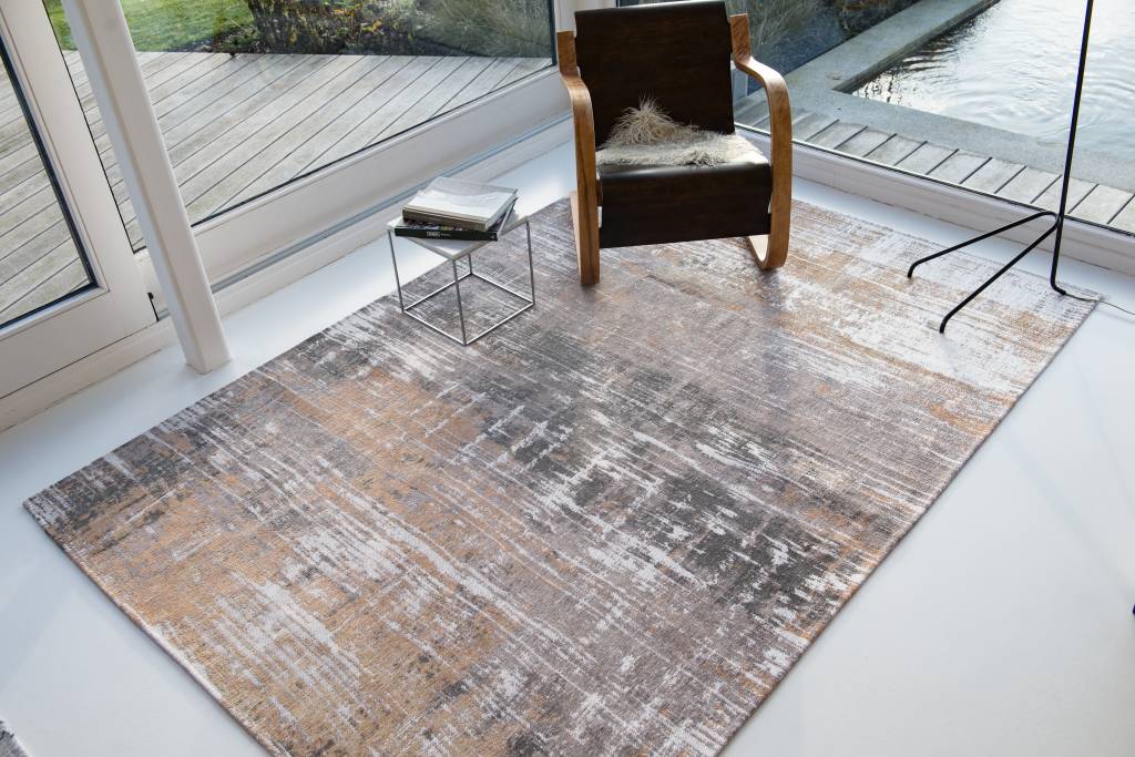 Abstract Grey / Brown Flatwoven Belgian Rug ☞ Size: 140 x 200 cm