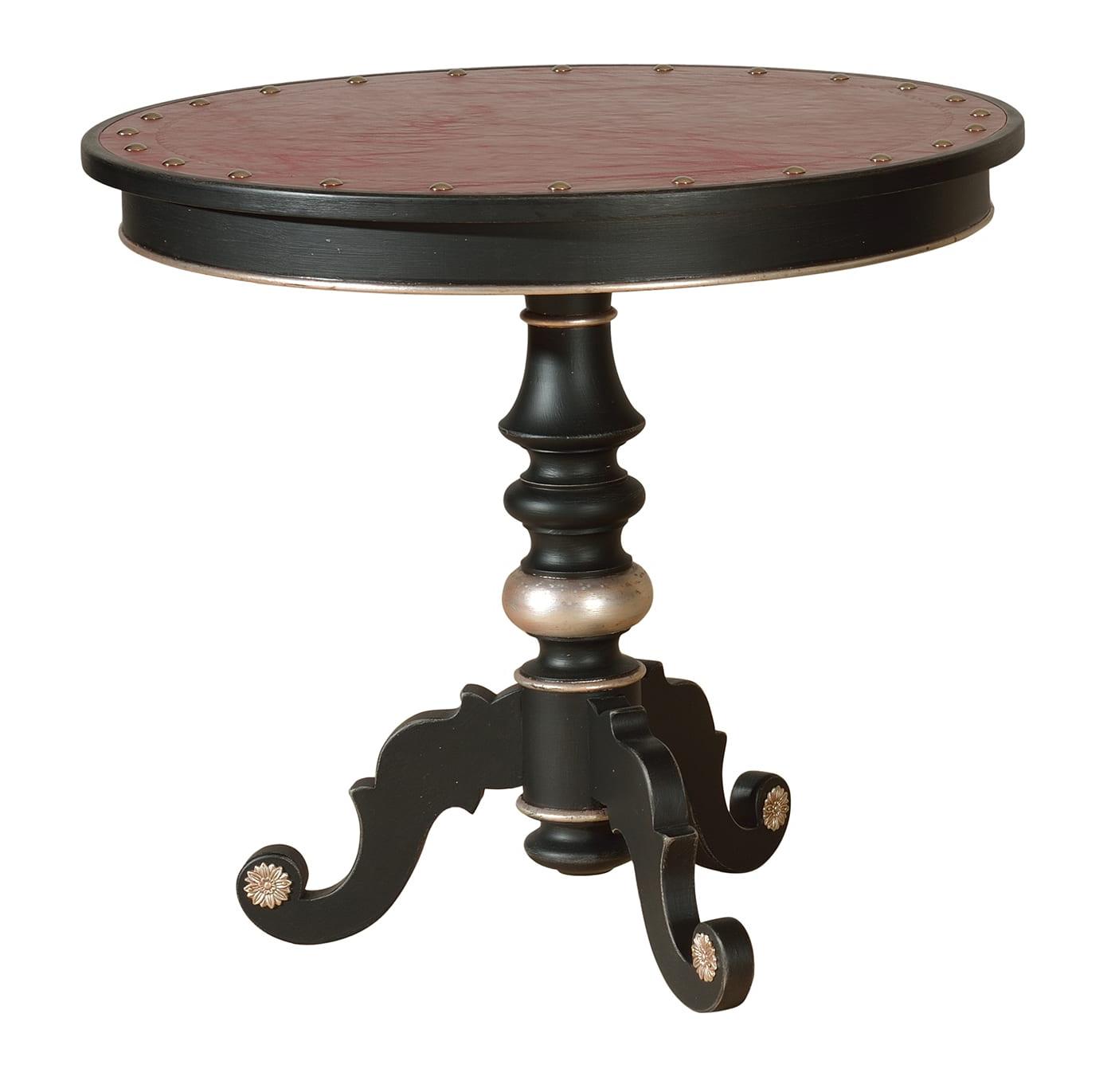 Leather-Top Classical Pedestal Side Table