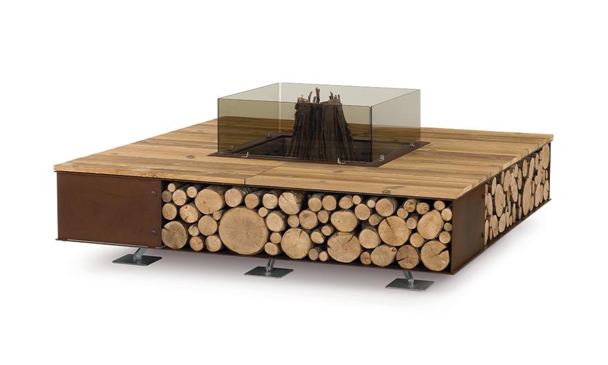 Square Wood Outdoor Fire Pit