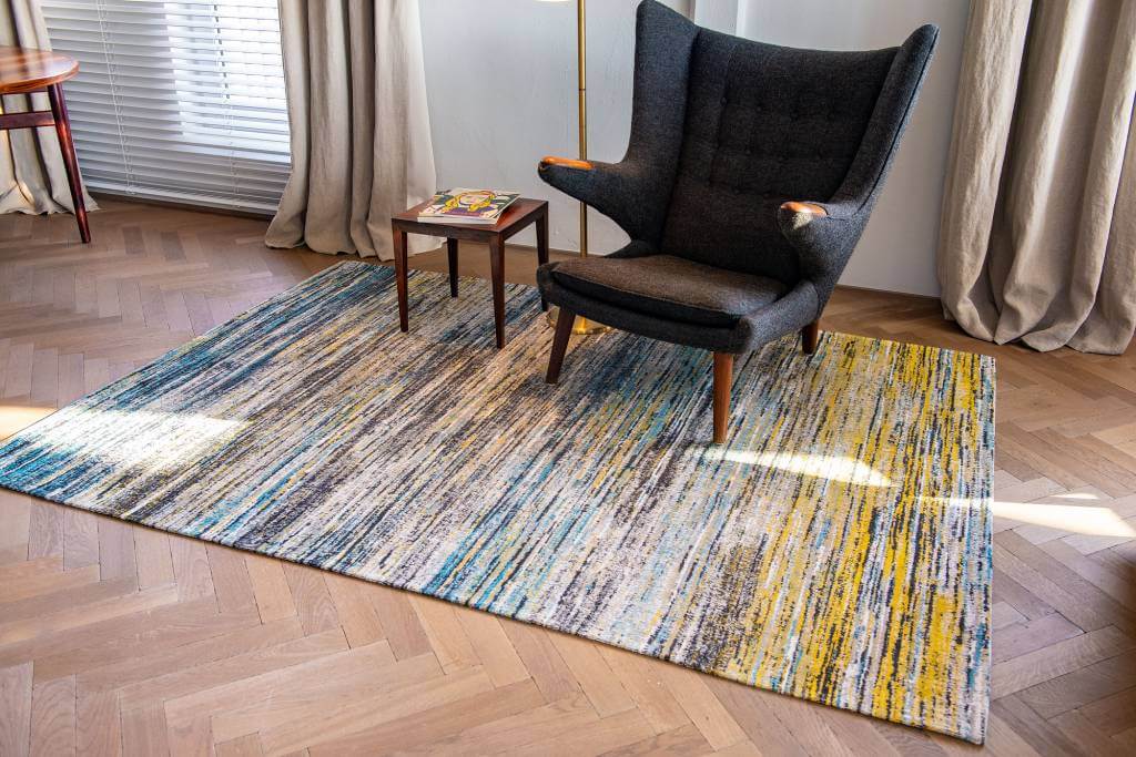 8873 Blue Yellow Mix Rug ☞ Size: 170 x 240 cm