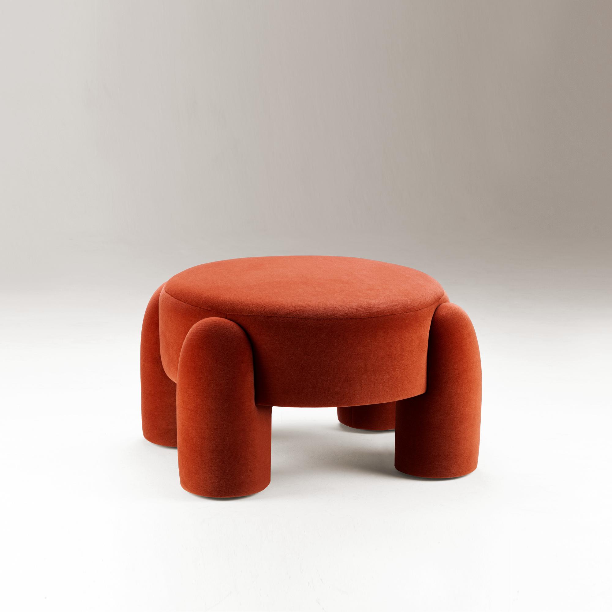Marlon Red Round Pouf