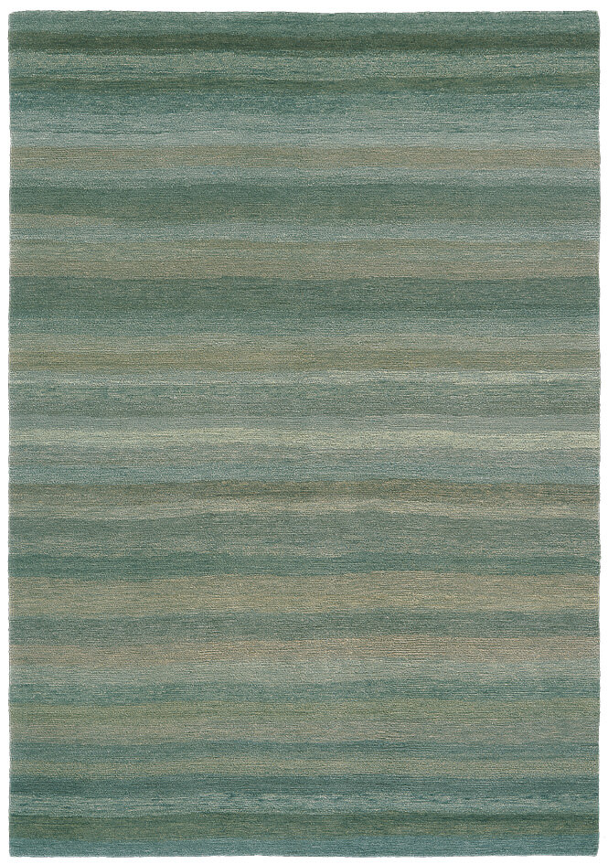 Hand-woven Green Stripes Luxury Rug