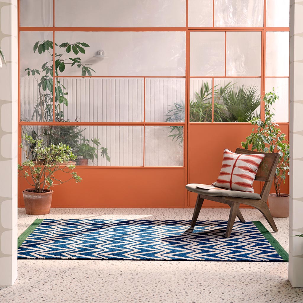 Flat Weave Blue Outdoor Rug | Size: 200 x 280 cm