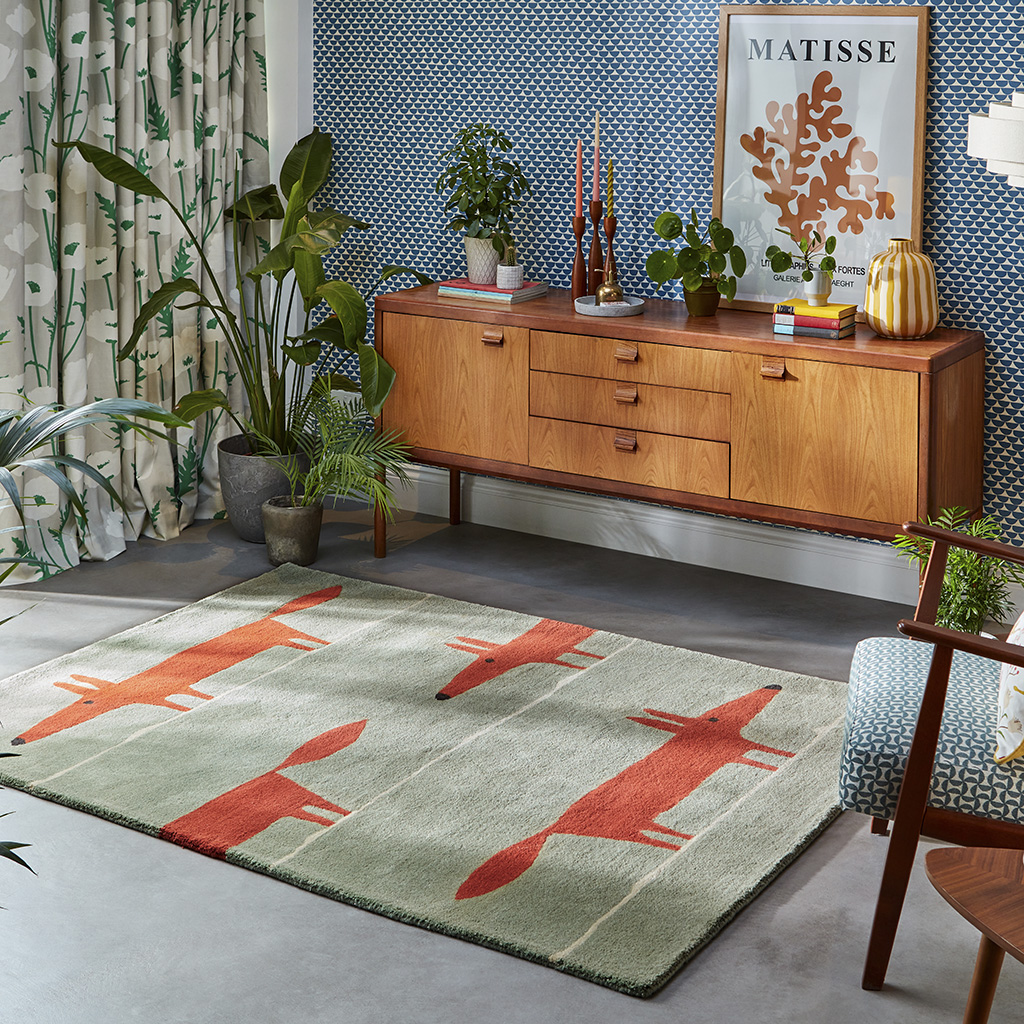 Fox Mint / Poppy Handwoven Rug | Size: 140 x 200 cm