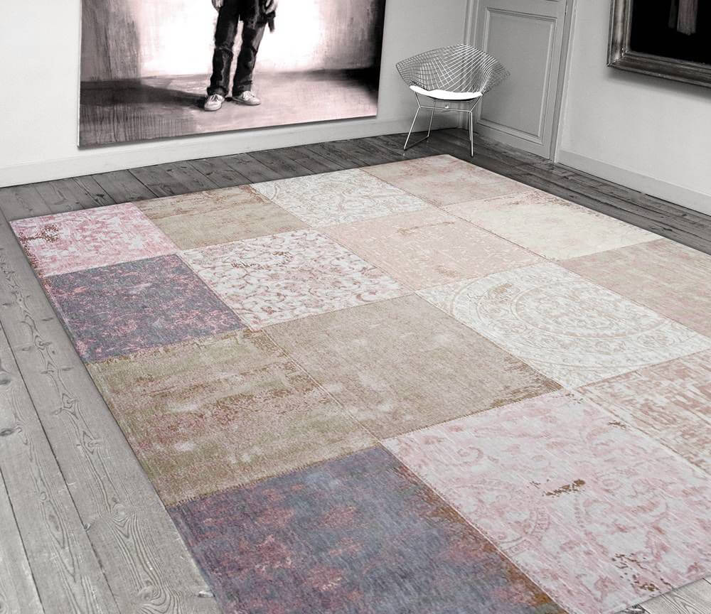 Vintage Patchwork Style Rug Bolshoi Pink ☞ Size: 80 x 150 cm