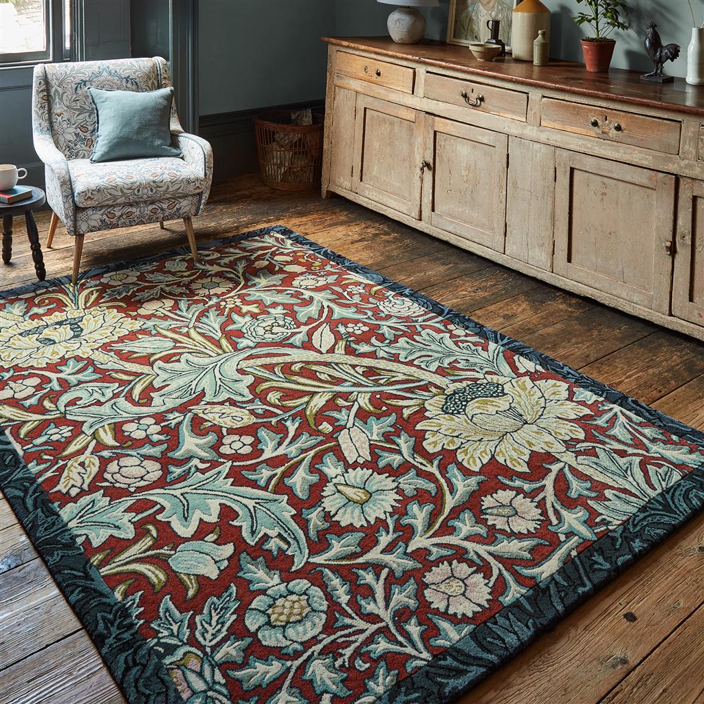 Trent Red / Blue Hand-Tufted Rug