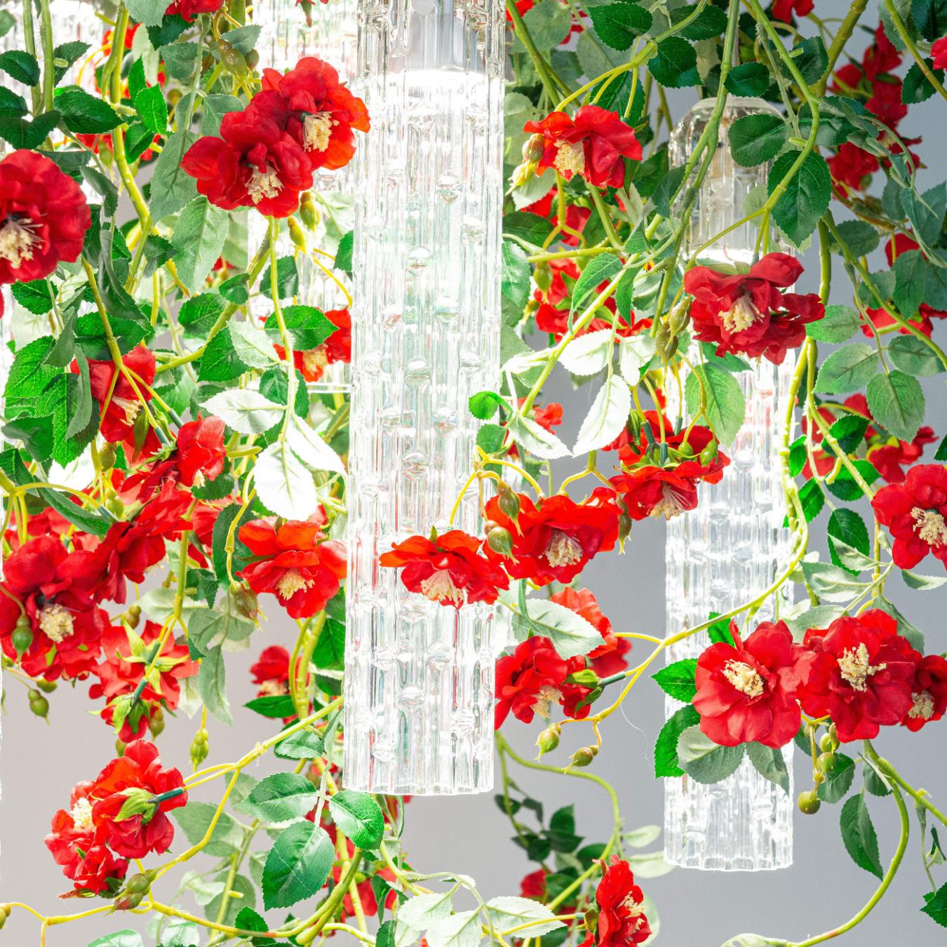 Wild Red Roses Large Chandelier