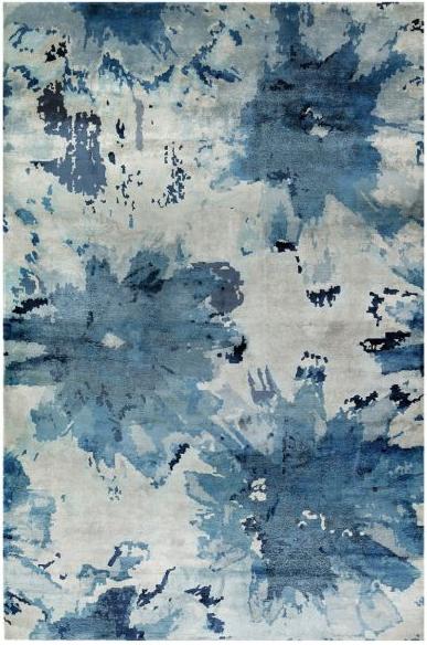 Abstract Floral Blue Luxury Rug