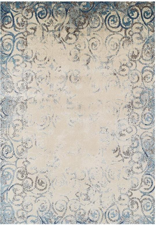 Vintage Blue / Beige Rug ☞ Size: 160 x 235 cm