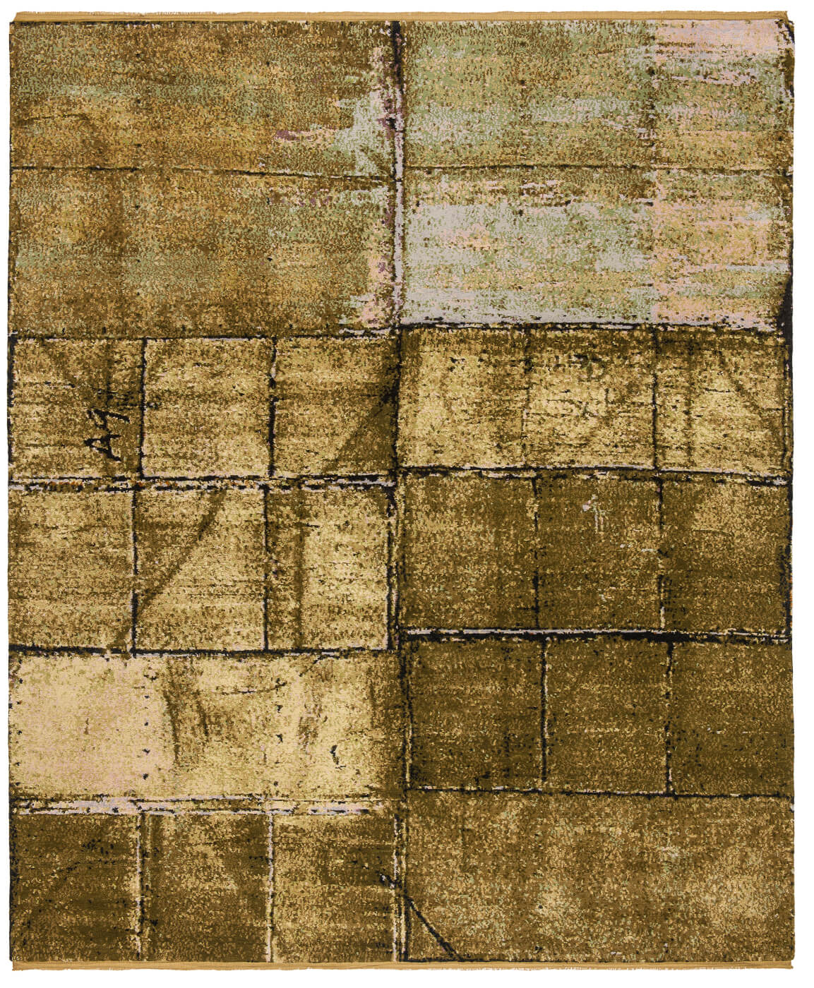 Luxurious Hand-woven Wool / Silk Green Rug