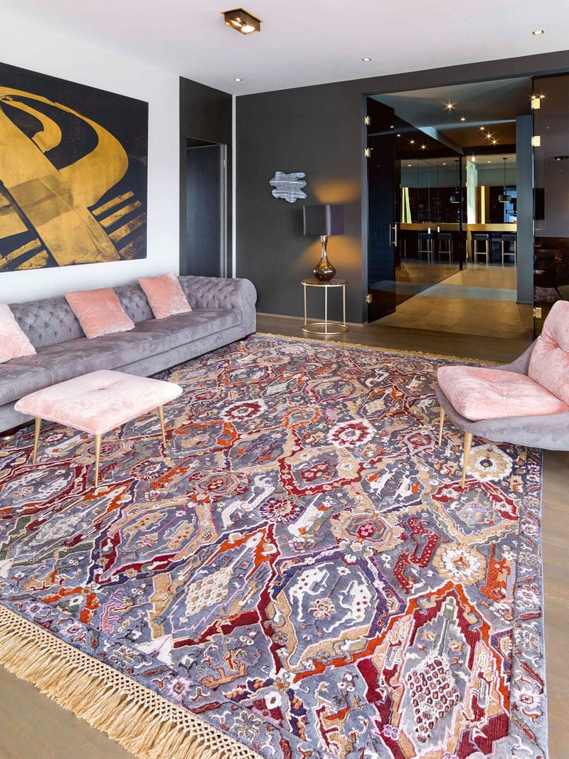 KavaBagh Charcoal Wool & Silk Rug