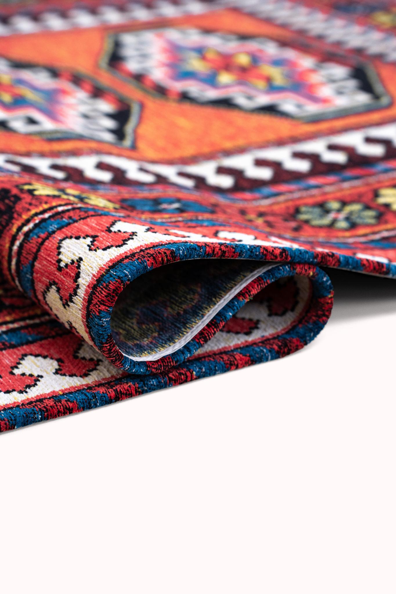 Tribal Red Multicolor Area Rug | Size: 140 × 200 cm