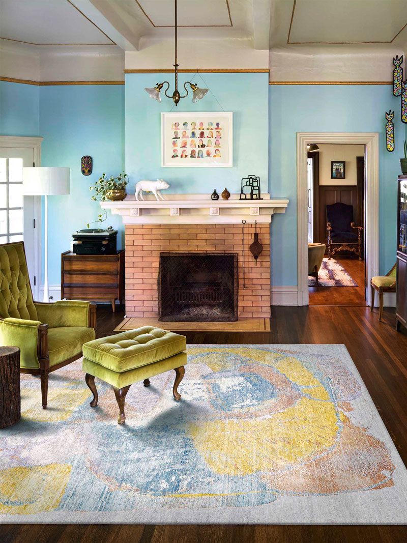 Pastel Mint Hand-Knotted Silk / Wool Rug