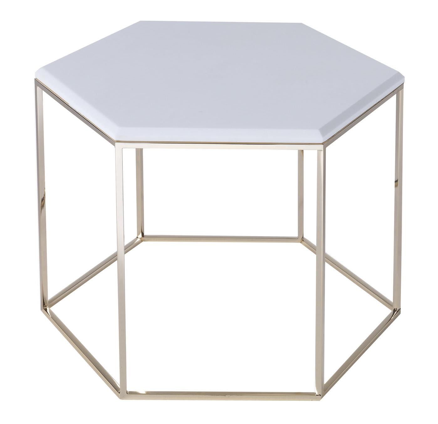 Hexagonal White Marble Artisan Coffee Table