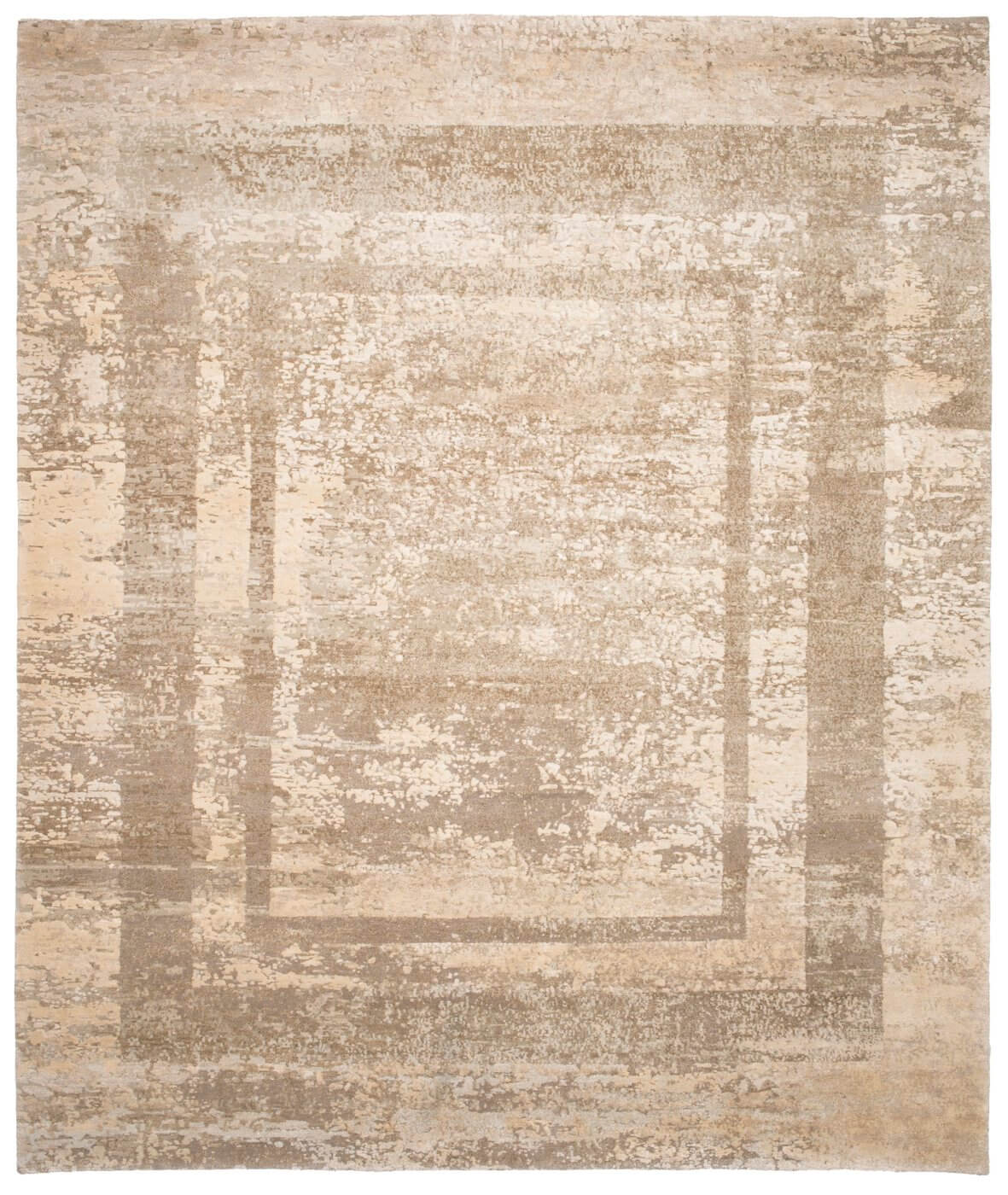 Artwork Hand-woven Wool & Silk Beige Luxury Rug